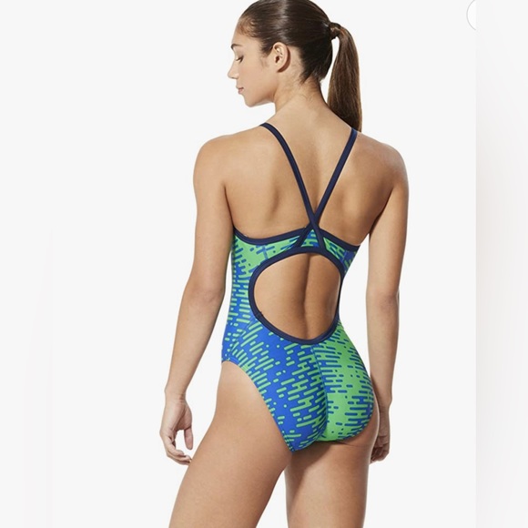 Speedo Swimsuit One Piece PowerFlex Flyback Printed Adult Team Colors 24/XXS - Picture 2 of 8